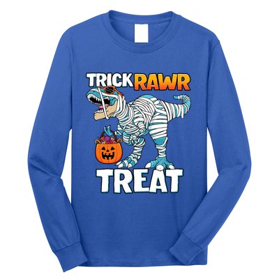 Funny Trick Rawr Treat Dinosaur Pumpkin Candy Trex Halloween Meaningful Gift Long Sleeve Shirt