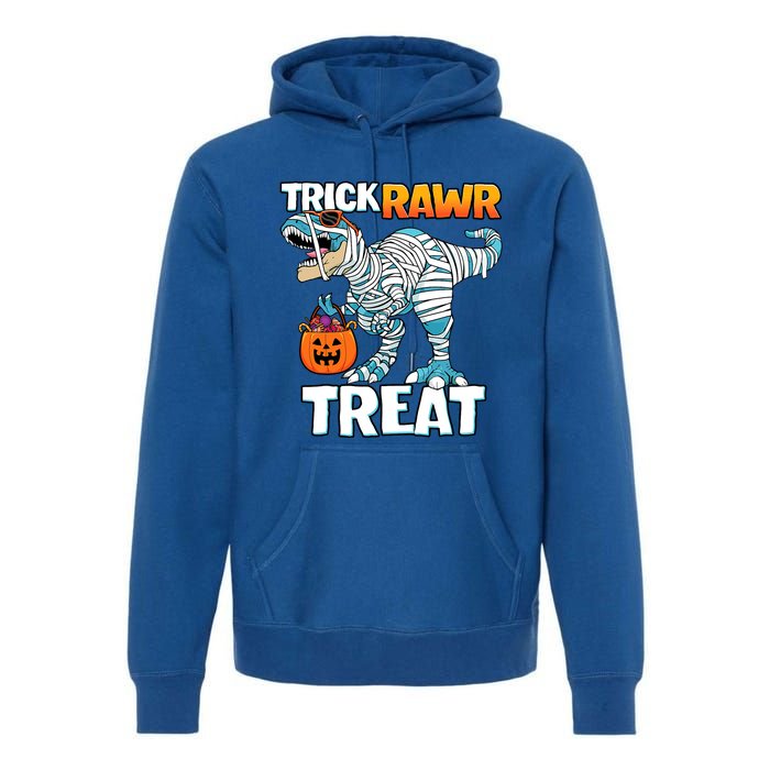 Funny Trick Rawr Treat Dinosaur Pumpkin Candy Trex Halloween Meaningful Gift Premium Hoodie