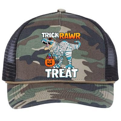 Funny Trick Rawr Treat Dinosaur Pumpkin Candy Trex Halloween Meaningful Gift Retro Rope Trucker Hat Cap