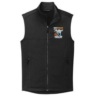 Funny Trick Rawr Treat Dinosaur Pumpkin Candy Trex Halloween Meaningful Gift Collective Smooth Fleece Vest