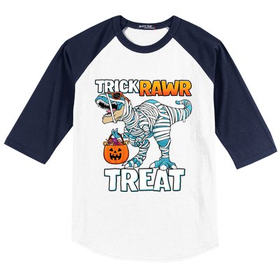 Funny Trick Rawr Treat Dinosaur Pumpkin Candy Trex Halloween Meaningful Gift Baseball Sleeve Shirt