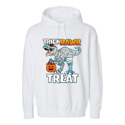 Funny Trick Rawr Treat Dinosaur Pumpkin Candy Trex Halloween Meaningful Gift Garment-Dyed Fleece Hoodie