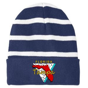 Florida Tampa Retro Striped Beanie with Solid Band