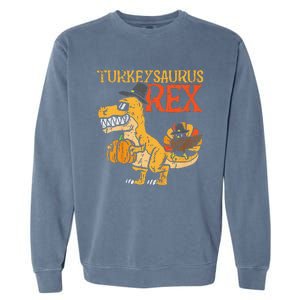 Funny Turkeysaurus Rex Dab Turkey Dino Thanksgiving Garment-Dyed Sweatshirt