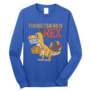 Funny Turkeysaurus Rex Dab Turkey Dino Thanksgiving Long Sleeve Shirt