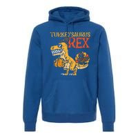 Funny Turkeysaurus Rex Dab Turkey Dino Thanksgiving Premium Hoodie