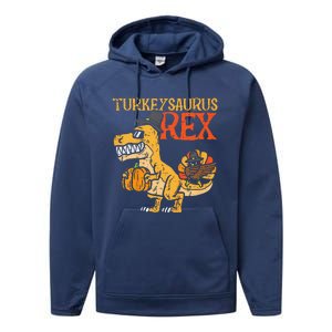 Funny Turkeysaurus Rex Dab Turkey Dino Thanksgiving Performance Fleece Hoodie