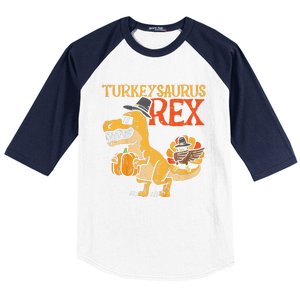 Funny Turkeysaurus Rex Dab Turkey Dino Thanksgiving Baseball Sleeve Shirt