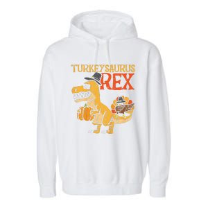 Funny Turkeysaurus Rex Dab Turkey Dino Thanksgiving Garment-Dyed Fleece Hoodie