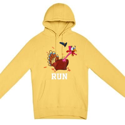 Funny Turkey Run Costume Thanksgiving Running Turkey Trot Premium Pullover Hoodie