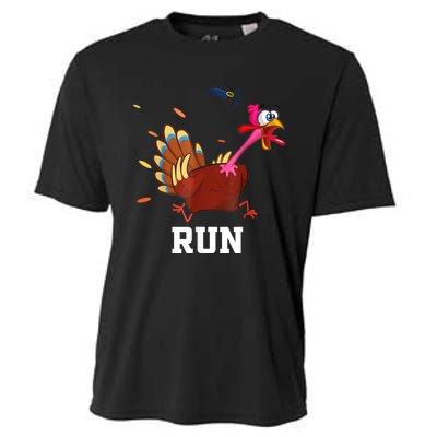 Funny Turkey Run Costume Thanksgiving Running Turkey Trot Cooling Performance Crew T-Shirt