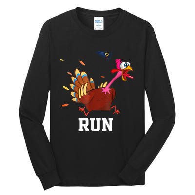 Funny Turkey Run Costume Thanksgiving Running Turkey Trot Tall Long Sleeve T-Shirt