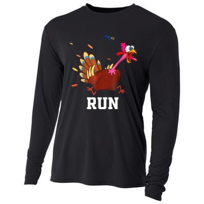 Funny Turkey Run Costume Thanksgiving Running Turkey Trot Cooling Performance Long Sleeve Crew