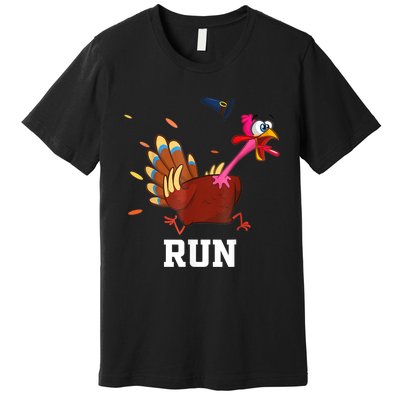 Funny Turkey Run Costume Thanksgiving Running Turkey Trot Premium T-Shirt