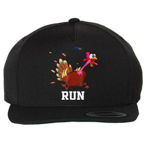 Funny Turkey Run Costume Thanksgiving Running Turkey Trot Wool Snapback Cap