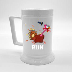 Funny Turkey Run Costume Thanksgiving Running Turkey Trot Beer Stein