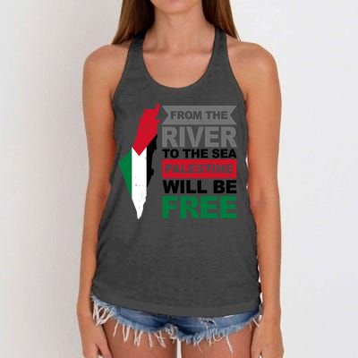 From The River To The Sea Palestine Will Be Free Women's Knotted Racerback Tank