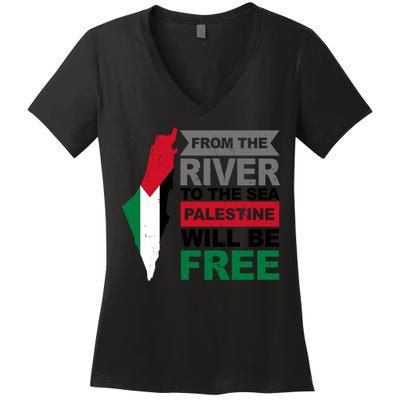 From The River To The Sea Palestine Will Be Free Women's V-Neck T-Shirt