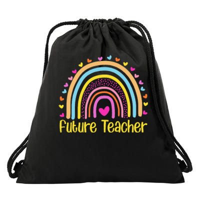 Future Teacher Rainbow Drawstring Bag