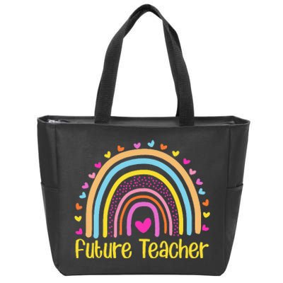 Future Teacher Rainbow Zip Tote Bag