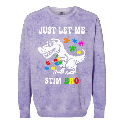 Funny T Rex Dino Dinosaur Sunglasses Just Let Me Stim Bro Colorblast Crewneck Sweatshirt