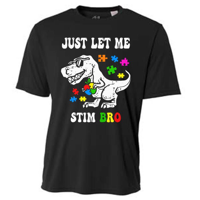 Funny T Rex Dino Dinosaur Sunglasses Just Let Me Stim Bro Cooling Performance Crew T-Shirt