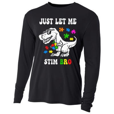 Funny T Rex Dino Dinosaur Sunglasses Just Let Me Stim Bro Cooling Performance Long Sleeve Crew