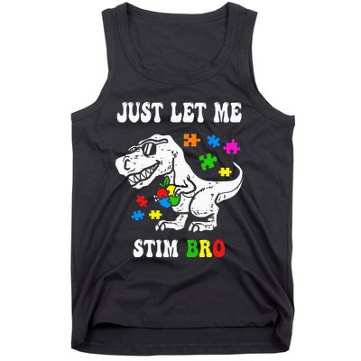 Funny T Rex Dino Dinosaur Sunglasses Just Let Me Stim Bro Tank Top