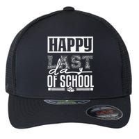 Funny Teacher School Happy Last Day Of School Humor Groovy Flexfit Unipanel Trucker Cap