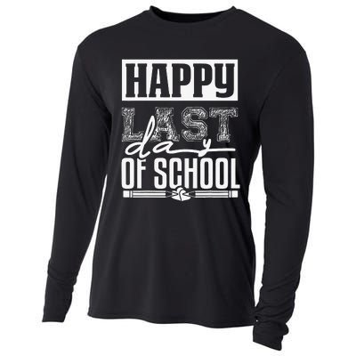 Funny Teacher School Happy Last Day Of School Humor Groovy Cooling Performance Long Sleeve Crew