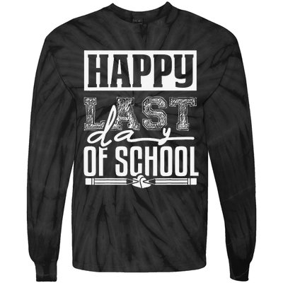 Funny Teacher School Happy Last Day Of School Humor Groovy Tie-Dye Long Sleeve Shirt