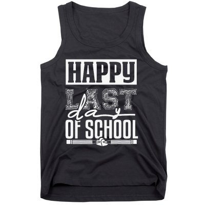 Funny Teacher School Happy Last Day Of School Humor Groovy Tank Top