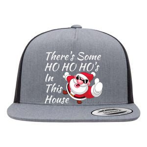 Funny ThereS Some Hos In This House Santa Claus Christmas Flat Bill Trucker Hat