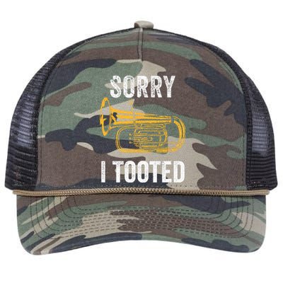 Funny Tuba Sorry I Tooted Marching Band Tuba Retro Rope Trucker Hat Cap