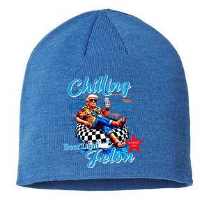 Funny Trump Summer 2024 Chilling Like A Felon Beer Light Great Gift Sustainable Beanie