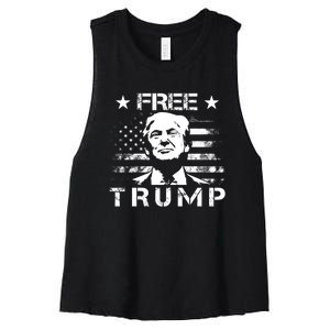 Free Trump Supporters Pro Trump American Flag Women's Racerback Cropped Tank