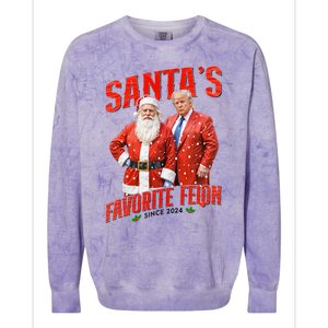 Funny Trump SantaS Favorite Felon Since 2024 Christmas Xmas Colorblast Crewneck Sweatshirt