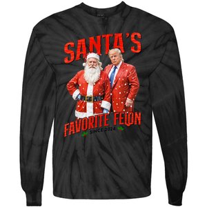 Funny Trump SantaS Favorite Felon Since 2024 Christmas Xmas Tie-Dye Long Sleeve Shirt