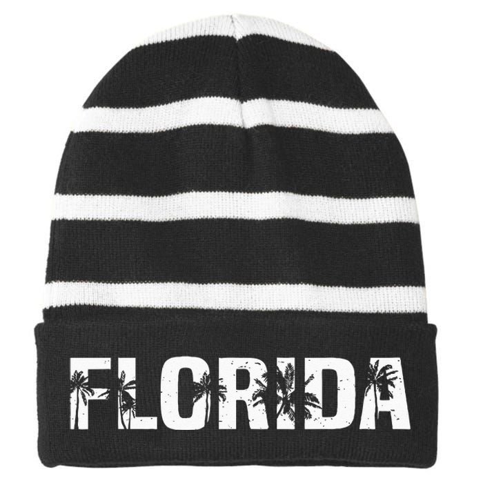 Florida The Sunshine State Striped Beanie with Solid Band