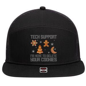 Funny Tech Support IM Here To Delete Your Cookies Christmas 7 Panel Mesh Trucker Snapback Hat