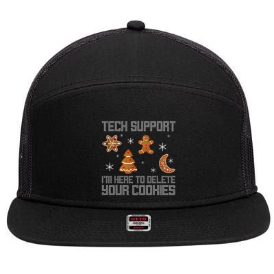 Funny Tech Support IM Here To Delete Your Cookies Christmas 7 Panel Mesh Trucker Snapback Hat