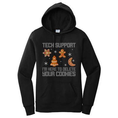 Funny Tech Support IM Here To Delete Your Cookies Christmas Women's Pullover Hoodie