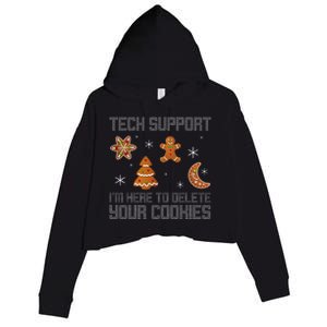 Funny Tech Support IM Here To Delete Your Cookies Christmas Crop Fleece Hoodie