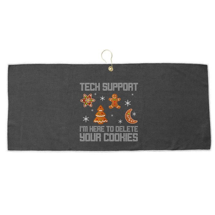 Funny Tech Support IM Here To Delete Your Cookies Christmas Large Microfiber Waffle Golf Towel