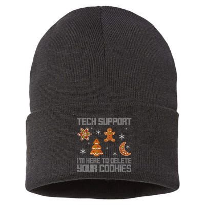 Funny Tech Support IM Here To Delete Your Cookies Christmas Sustainable Knit Beanie