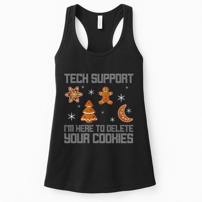 Funny Tech Support IM Here To Delete Your Cookies Christmas Womens Tank Top