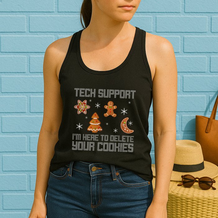 Funny Tech Support IM Here To Delete Your Cookies Christmas Womens Tank Top