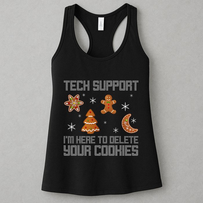 Funny Tech Support IM Here To Delete Your Cookies Christmas Womens Tank Top