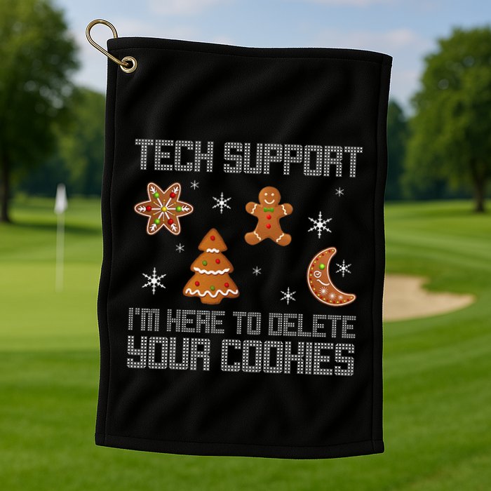 Funny Tech Support IM Here To Delete Your Cookies Christmas Golf Towel