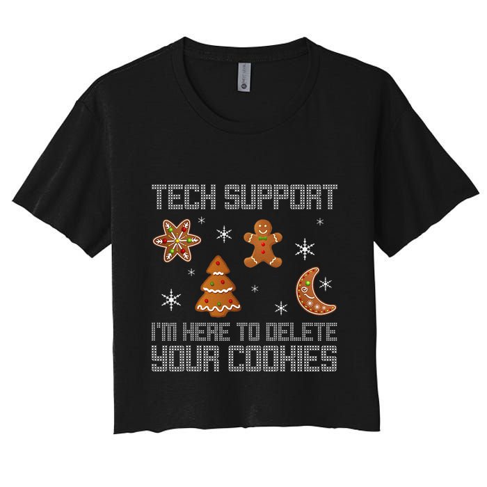 Funny Tech Support IM Here To Delete Your Cookies Christmas Crop Top